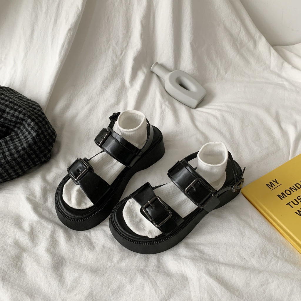 Giày Sandal Đế Dày Phối Khóa Kim Loại Thời Trang Mùa Hè Cho Nữ