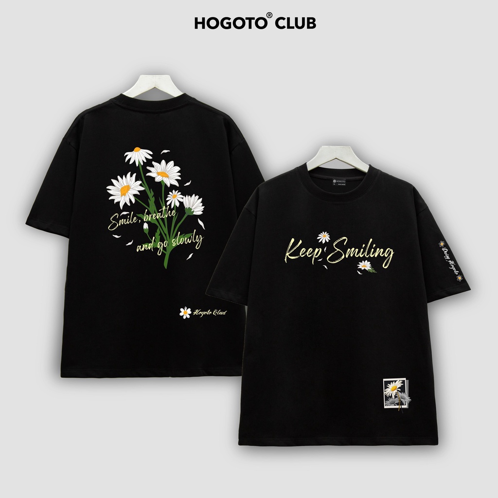 Áo thun KEEP SMILING HOA  shop Hogotoclub - 100% cotton định lượng 230gsm