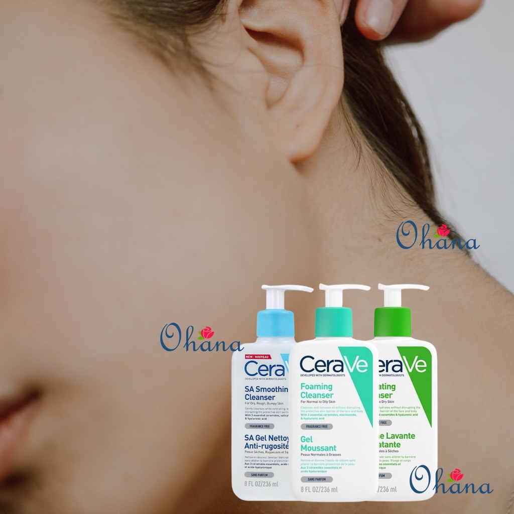 Sữa Rửa Mặt CeraVe Cleanser cho Da Dầu Mụn, Khô, Nhạy Cảm (20ml/88ml/236ml/473ml)