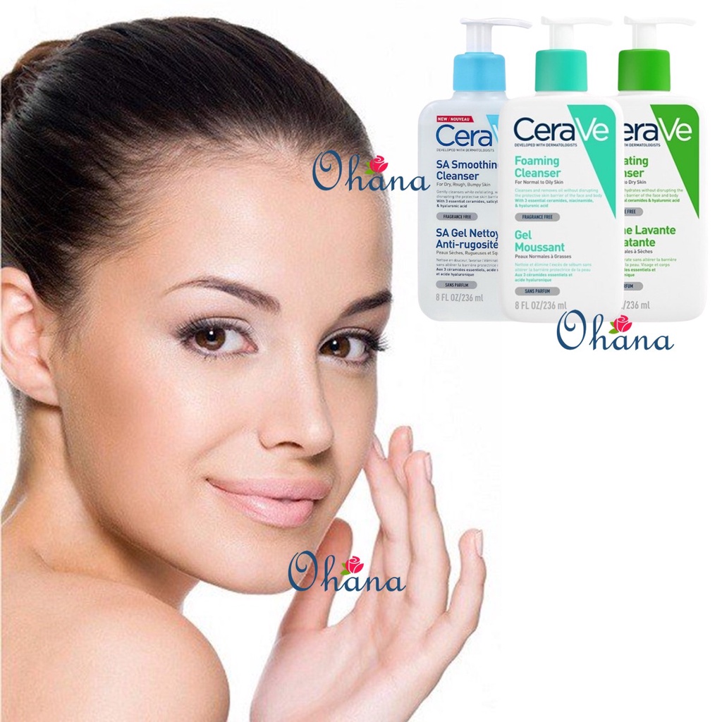 Sữa Rửa Mặt CeraVe Cleanser cho Da Dầu Mụn, Khô, Nhạy Cảm (20ml/88ml/236ml/473ml)