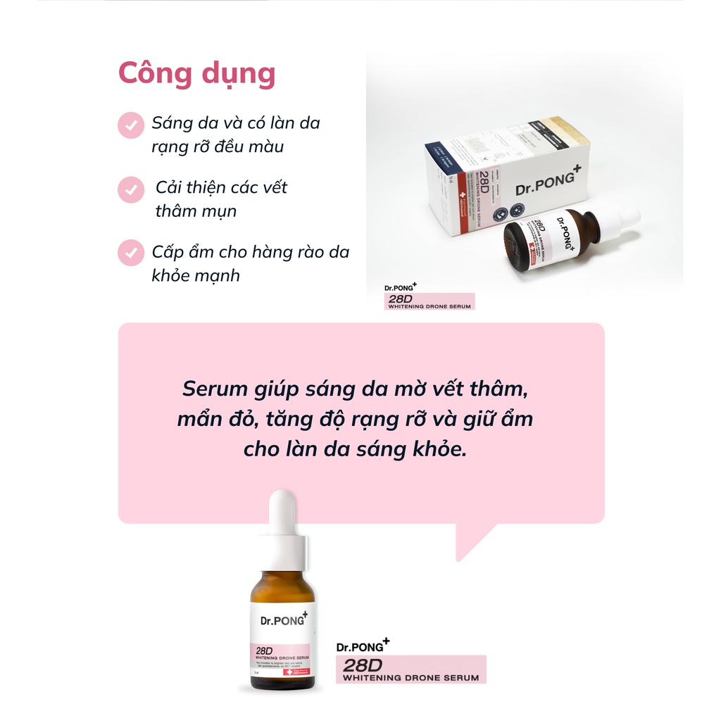 Serum trắng da, mờ thâm mụn Dr.PONG 28D Whitening Drone 16ml