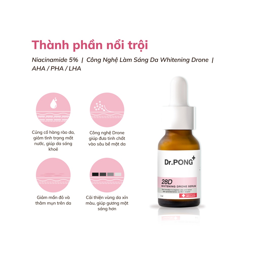Serum trắng da, mờ thâm mụn Dr.PONG 28D Whitening Drone 16ml