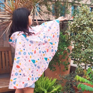 Áo khoác chống nắng, MẶC ĐƯỢC 2 MẶT, ĐỦ SIZE, áo choàng mặc 4 mùa, poncho, cánh dơi cho bé, mẫu M2, peppa pig