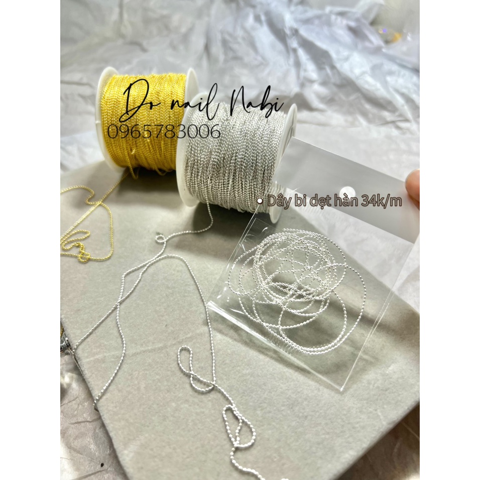 Dây Bi Dẹt Hàn Phụ Kiện Nail Nabi - Dây Bi Dẹt Kim Loại Gắn Móng Nail Trang Trí Móng Phong Cách Hàn Quốc