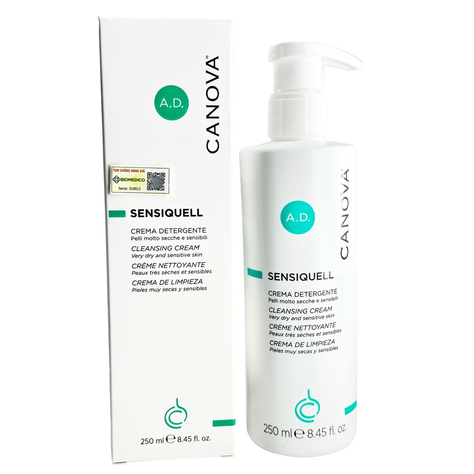 Sữa rửa mặt cho da nhạy cảm Canova Sensiquell Crema Detergente, Cleansing Cream 250ml