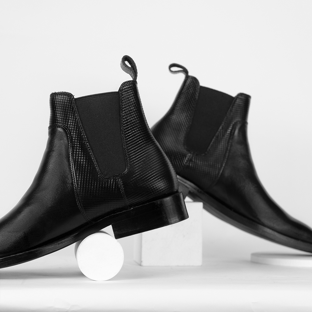 Giày da nam G2 dáng chelsea boot cao cổ phong cách công sở bằng da bò nappa đế phíp gỗ sang trọng tăng chiều cao 3cm