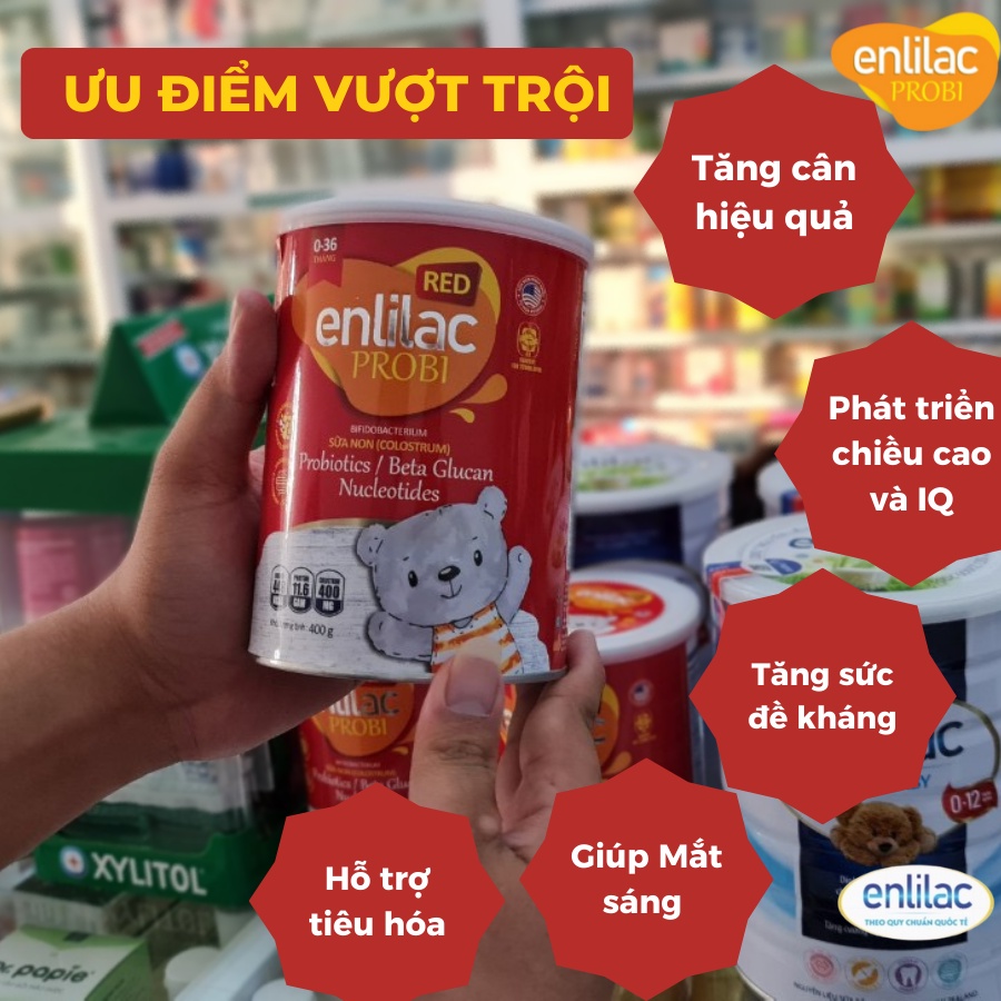 Sỉ từ 1 thùng Sữa bột Enlilac Probi Red 400g Dinh dưỡng cho trẻ bất dung nạp Lactose