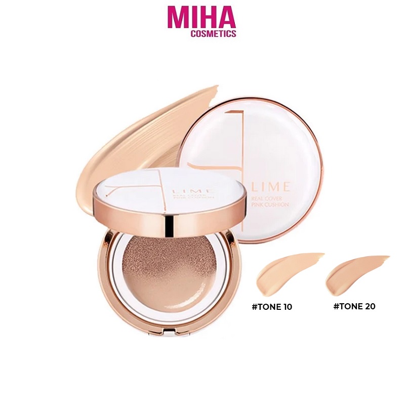 Phấn Nước Kiềm Dầu Che Phủ Hoàn Hảo LIME Real Cover Pink Cushion SPF 50+/PA+++ 20g Hàn Quốc