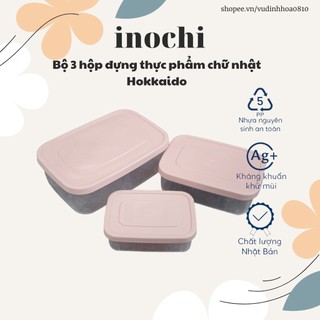 Bộ 3 hộp nhựa đựng thực phẩm chữ nhật Inochi (500-1000-2000ml)