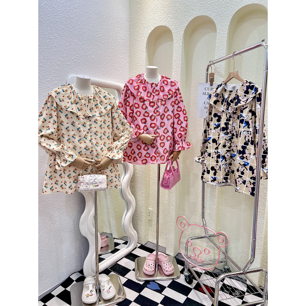 Đầm sơmi lá cổ tay nhúng 3 màu xinh xắn - HN1143