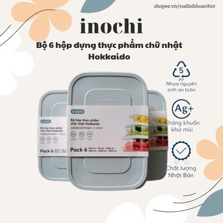 Bộ 6 hộp nhựa đựng thực phẩm chữ nhật Inochi (500-750-1000-1500-2000-2500ml)
