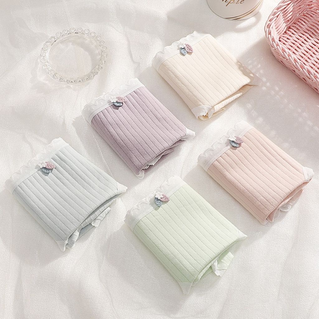 Quần lót nữ cotton ren viền tôn dáng gợi cảm đính nơ cuốn hút mềm mại thoáng mát DEVARI L521