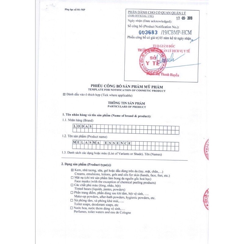 Serum Nám Lodas Esence Plus Đan Thy 30 ml