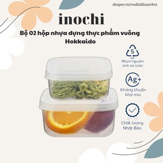 Bộ 2 hộp thực phẩm vuông Inochi (1000-2000ml)