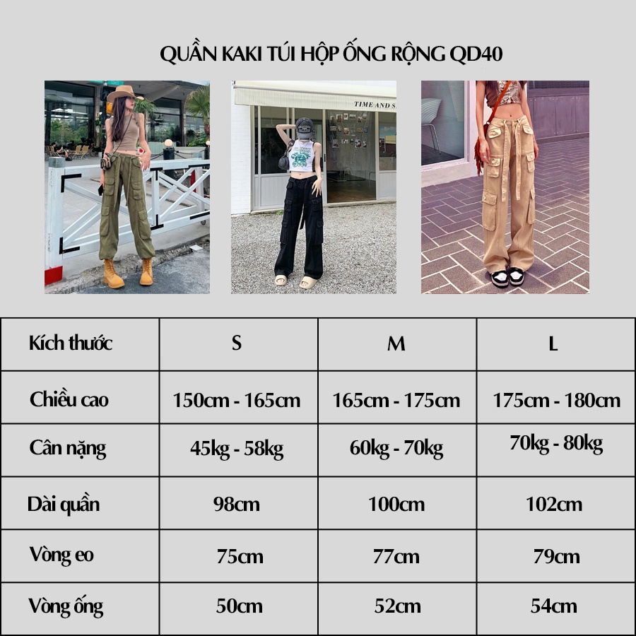 Quần cargo pants nam nữ ống rộng, quần kaki túi hộp cạp thấp hot trend Zinti QD40