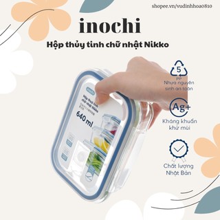 Hộp thủy tinh cao cấp chữ nhật inochi dung tích từ 370ml-1520ml - an toàn trong lò vi sóng