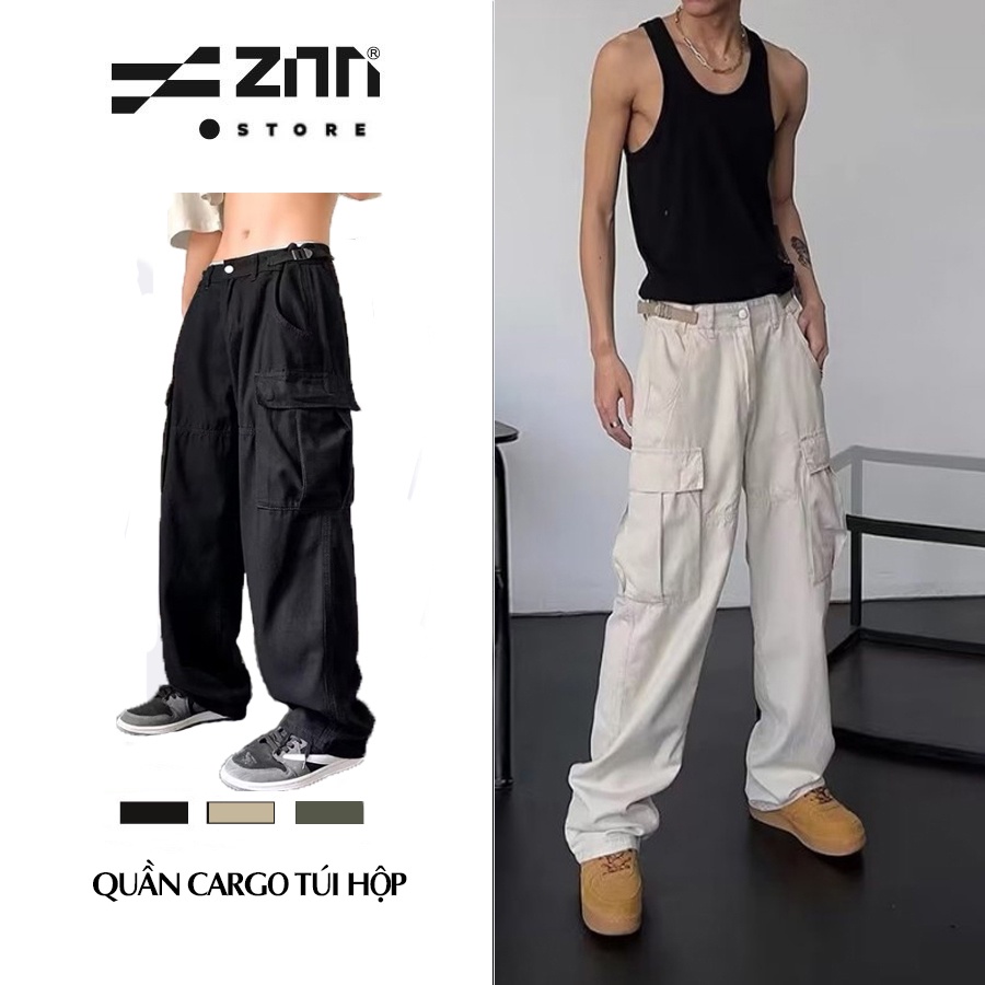 [Mã BMLT35 giảm đến 35K đơn 99K] Quần cargo pants nam ống rộng, quần kaki túi hộp dáng rộng suông dài Unisex Zinti QD42