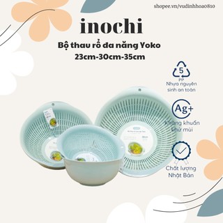 Set 02 Bộ thau rổ cao cấp Inochi 23cm-30cm (Công nghệ ion Ag+ giúp kháng khuẩn khử mùi)