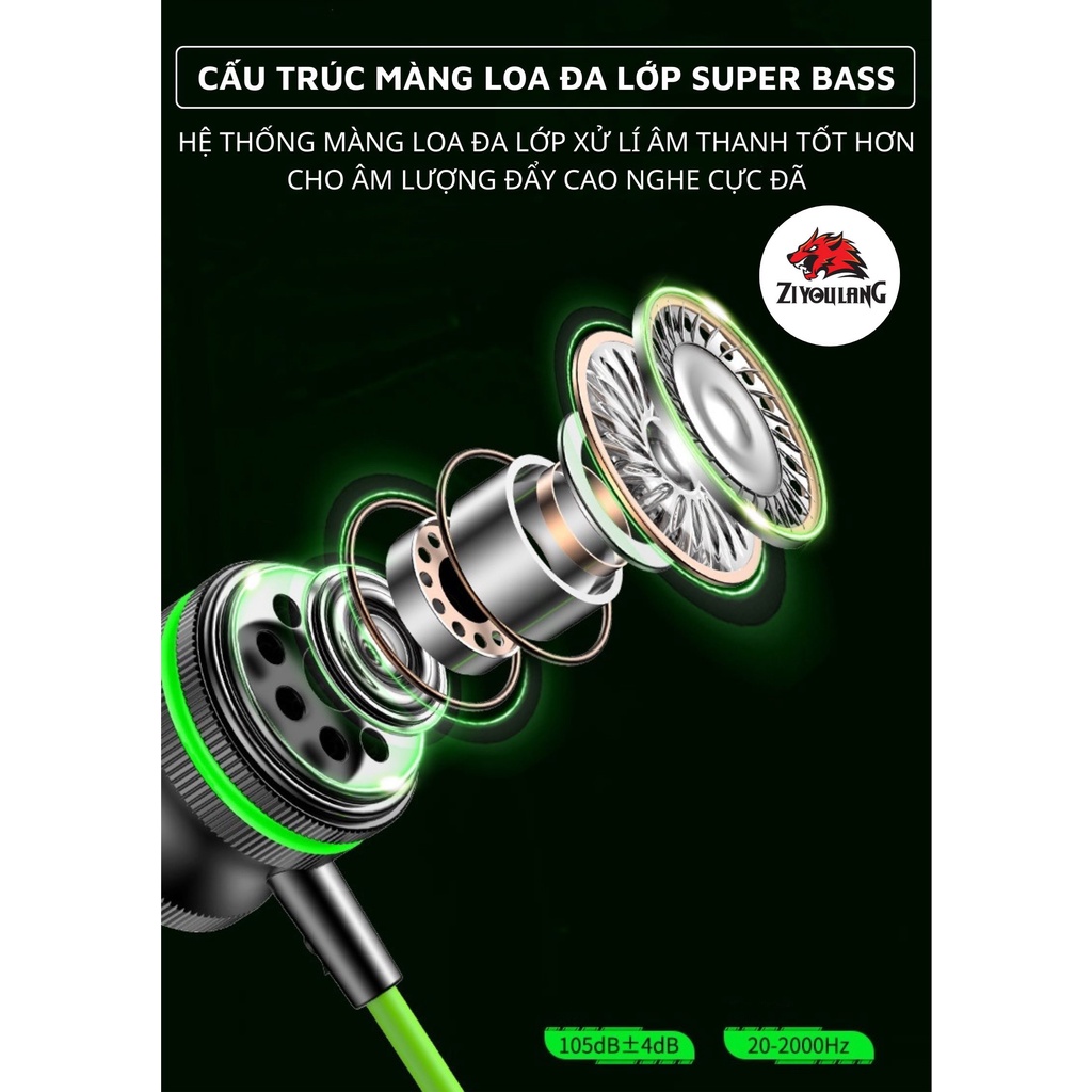 Tai Nghe Điện Thoại ZiyouLang XK-036 Âm Thanh Supper Bass Nghe Nhạc Chơi Game Jack 3.5mm Phù Hợp Vơi Điện Thoại Laptop