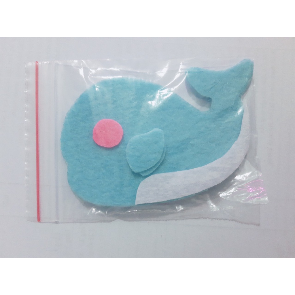 Bộ Kit thú vải nỉ hình cá heo làm móc treo chìa khóa, túi xách, thú treo nôi handmade hình cá heo