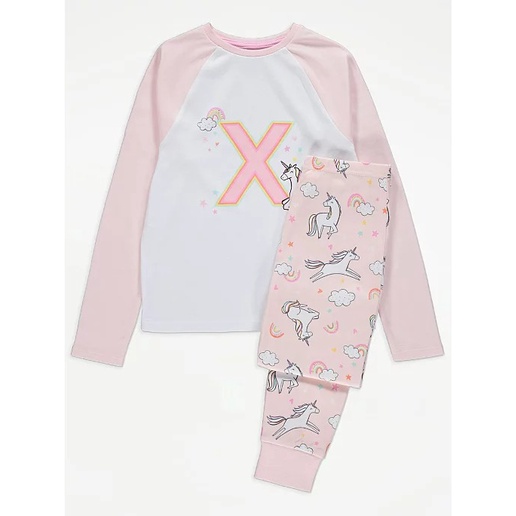 Set quần áo bé gái dài tay hồng unicorn George_UK authentic