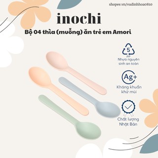 Bộ 04 thìa (muỗng) ăn trẻ em Inochi (không chứa BPA an toàn cho bé)
