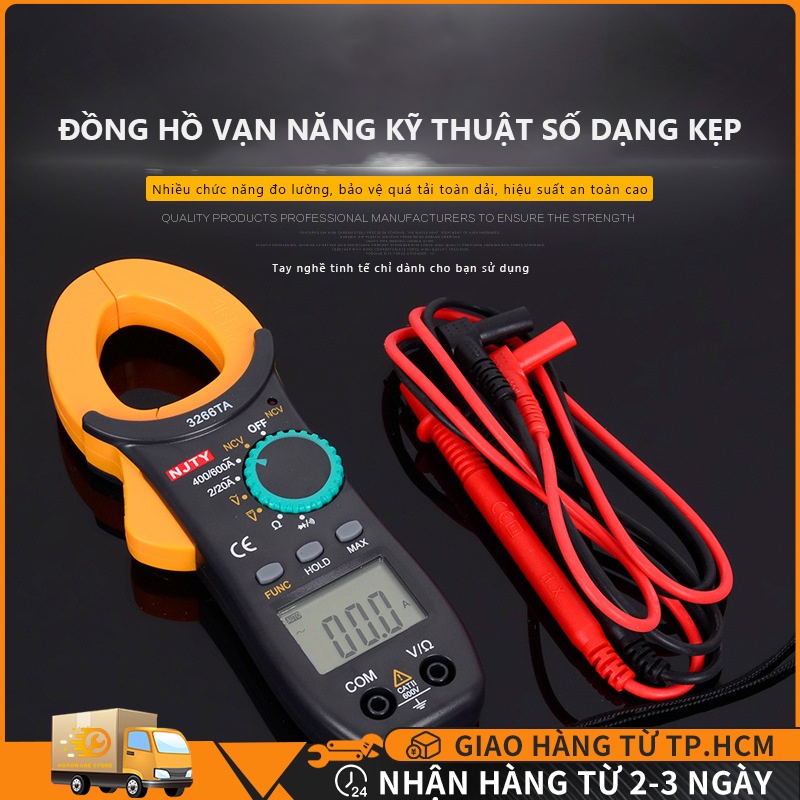 Ampe kìm dòng NJTY 3266TA đồng hồ đo điện vạn năng điện tử kẹp dòng Đo Tụ,Tần Số, Nhiệt Độ