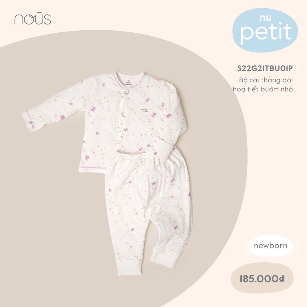 Bộ quần áo sơ sinh newborn Nous cài thẳng chính hãng chất vải petit cho bé trai, bé gái