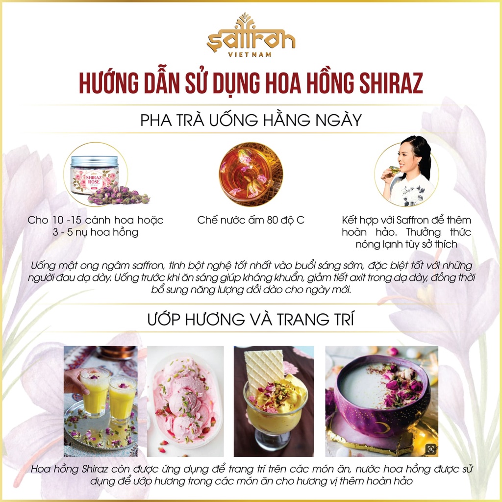 Trà hoa hồng shiraz thương hiệu Saffron Việt Nam thơm nhẹ dễ chịu