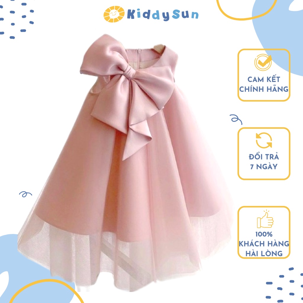 Váy Kiddysun màu hồng công chúa bồng bềnh sang chảnh đáng yêu dành cho bé gái từ 2,3,4,5,6,7,8,9,10,11,12 tuổi [V417]