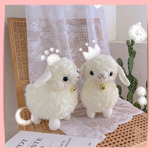 Cừu Nhồi Bông Quà Tặng Cừu Alpaca Trắng Nhồi Bông Lông Xù Đáng Yêu Size 23cm 33cm