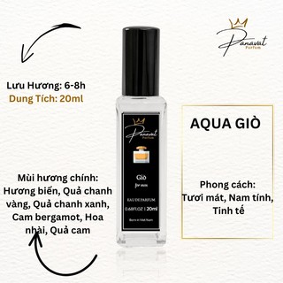  Nước Hoa Thơm Aqua Giò 20ml Chính Hãng Panavat Parfum Nước Hoa Nam Tươi Mát Nam Tính Hấp Dẫn 