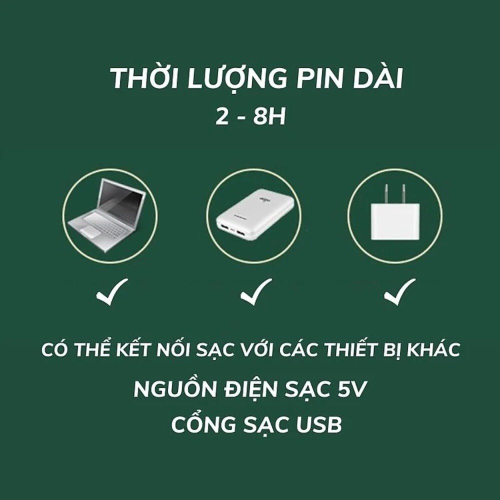 Quạt tích điện để bàn mini Super gấp gọn có thể kéo dài 3 tốc độ gió xoay 360 cổng sạc usb tiện dụng