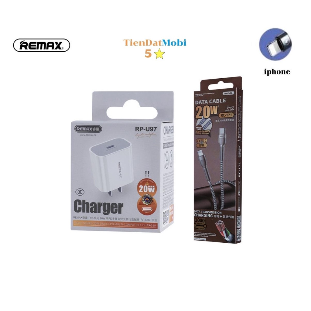 Bộ củ sạc nhanh REMAX 20w, sạc nhanh các dòng máy đời cao, Bộ dây sạc ipX, 11,12,13,14Promax