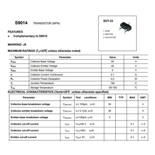 S9014 TRANS NPN 50V SOT23 ( 10c)