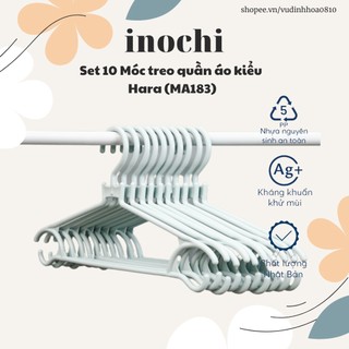 Set 10 Móc treo quần áo kiểu Hara (MA 183) - chất liệu nhựa PP cao cấp, chịu lực tốt, bền đẹp [giao hoả tốc 2H]