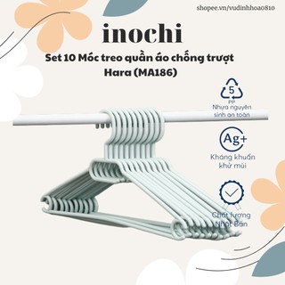 Set 10 Móc treo quần áo chống trượt Hara (MA 186) - chịu lực tốt, gờ chống trượt [giao hoả tốc 2H]