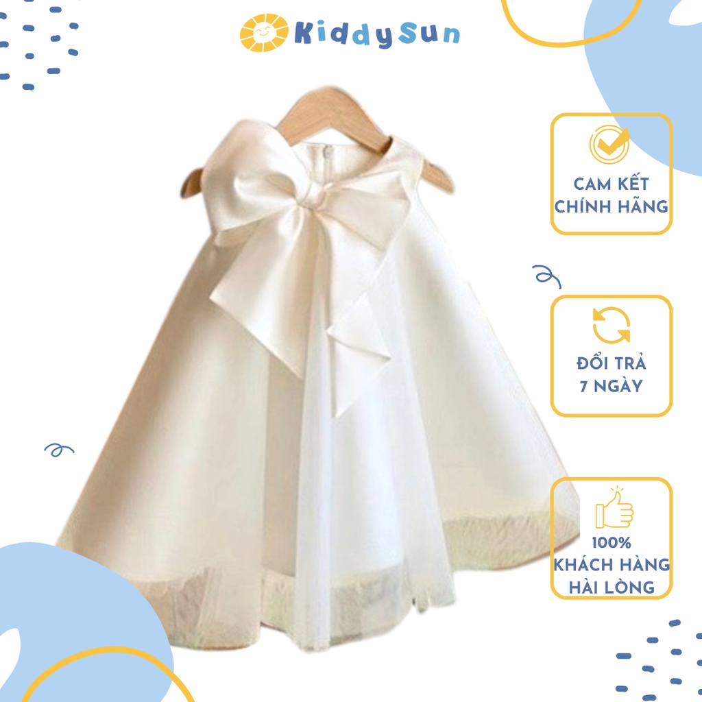 Váy Kiddysun màu trắng công chúa xinh xắn điệu đà mềm mại dành cho bé gái từ 2,3,4,5,6,7,8,9,10,11,12 tuổi [V416]