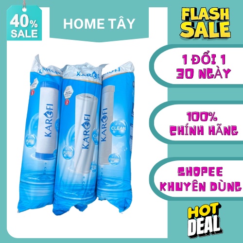 Bộ lõi lọc thô karofi 1 2 3, gồm 3 lõi lọc 1 2 3 chính hãng karofi như ảnh