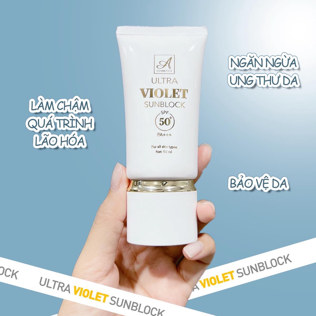 Kem chống nắng A cosmetics nâng tone kiềm dầu, dưỡng trắng da mặt Ultra Violet Sunblock SPF 50++