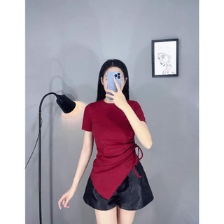 Áo kiểu nữ tà xéo Chất Thun gân mềm