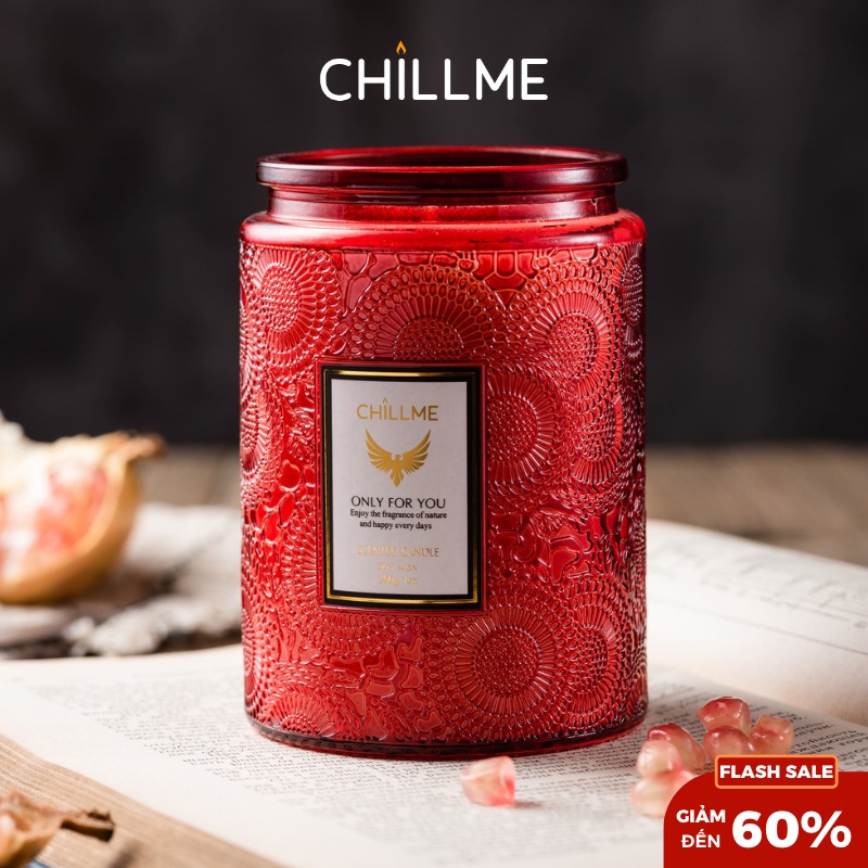 Nến thơm tinh dầu size L Chillme 785g sáp đậu nành không khói hương thơm