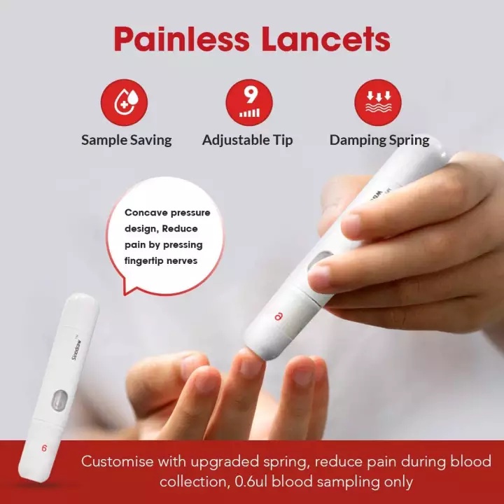 Máy Đo Đường Huyết Sinocare Safe AQ Smart Cho Kết Quả Nhanh, Độ Chích Xác Cao Kèm 25 Que & 25 Kim Chích