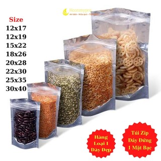 Túi zip bạc 1kg túi zip đựng thực phẩm đáy đứng 1 mặt bạc 1 mặt trong túi dày loại 1