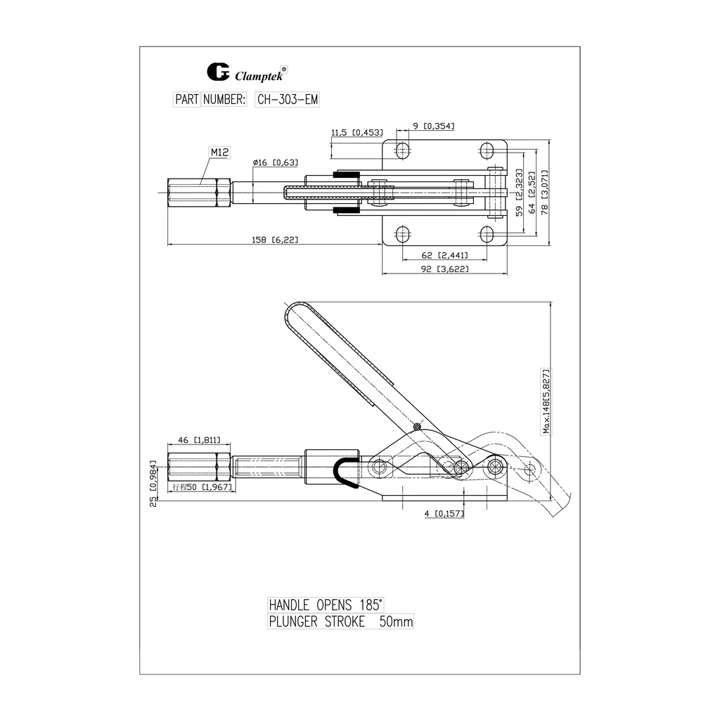 CLAMPTEK VN Kẹp Định Vị CH-303-EM Thép Carbon Chính Hãng kep dinh vi