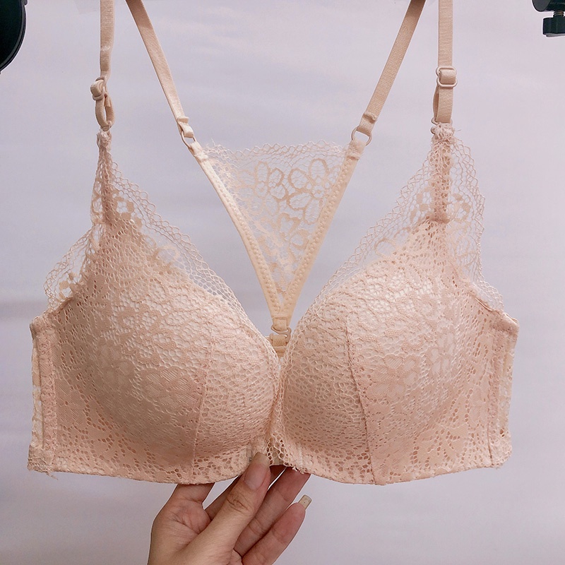 Áo lót cài trước không gọng ren mềm êm ái tạo khe đệm vừa 2cm
