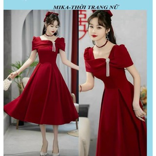 ĐẦM XÒE RỘNG TAY PHỒNG KÈM PHỤ KIỆN UMI KÈM ĐÁ