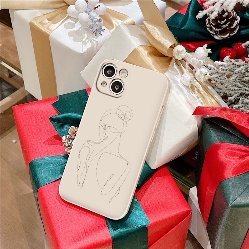 Ốp lưng iphone vẽ bóng lưng cô gái 1 nét độc lạ  14 13 13pro 13Promax 6 6S 7 8 7Plus 8Plus IX XR XSMAX e4737