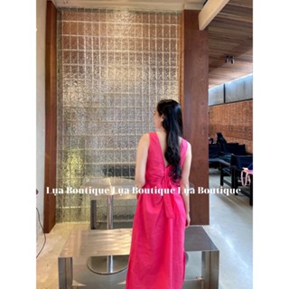 Đầm hồng cánh sen suông-kiểu hở lưng sát nách linen tưng premium