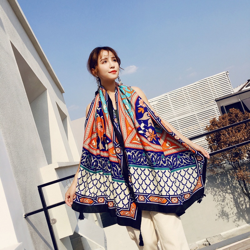 Khăn quàng choàng cổ iLita thổ cẩm phong cách vintage boho nữ đẹp cao cấp